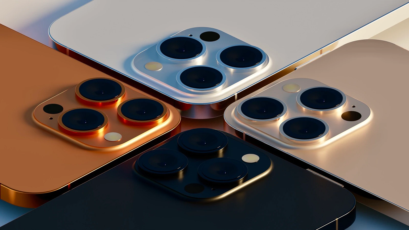 Render of four iPhone 13 Pros