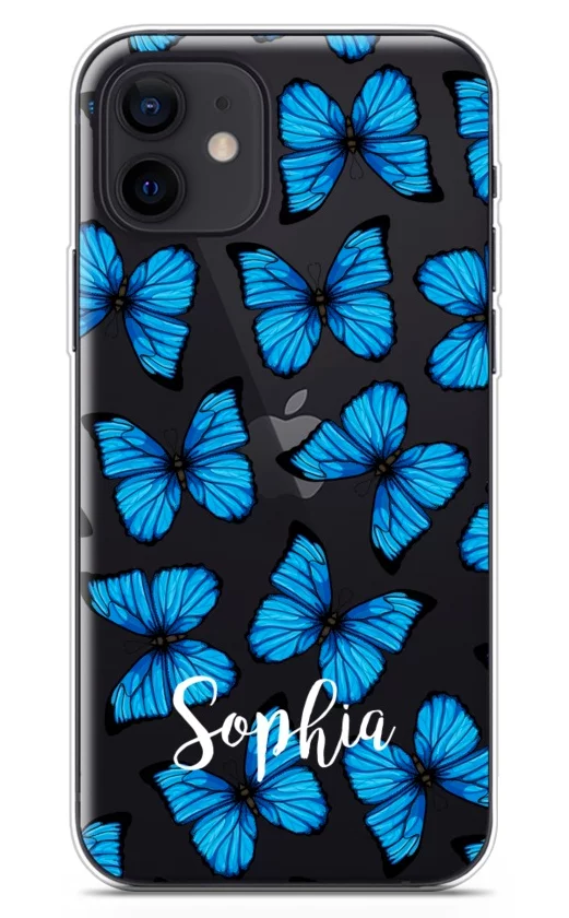 Blue Butterfly Clear Phone Cases