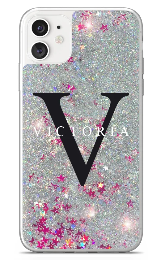 Large Initial Glitter Phone Cases